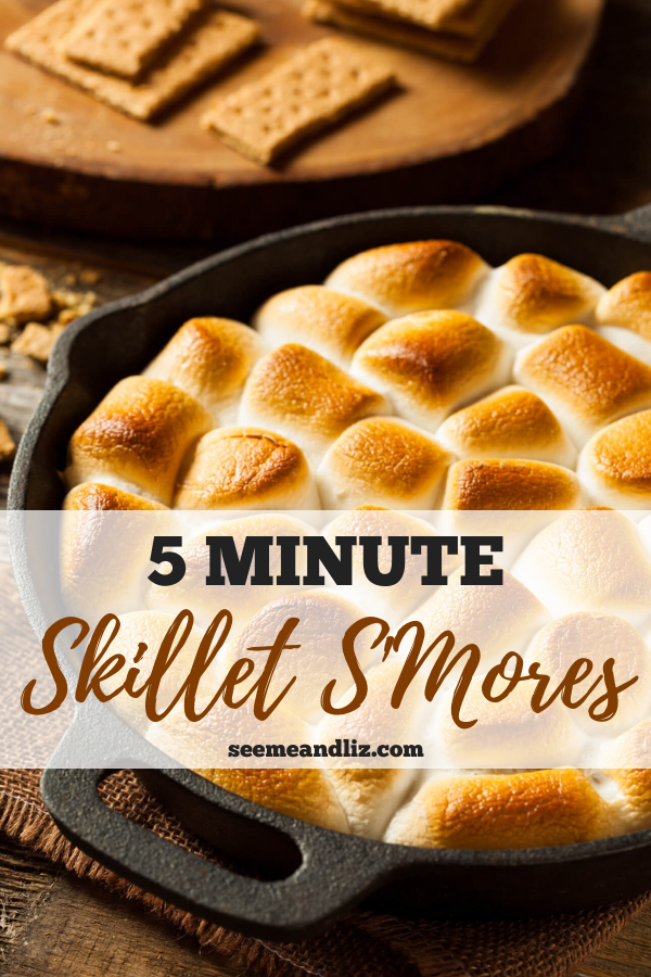 skillet smores with text overlay