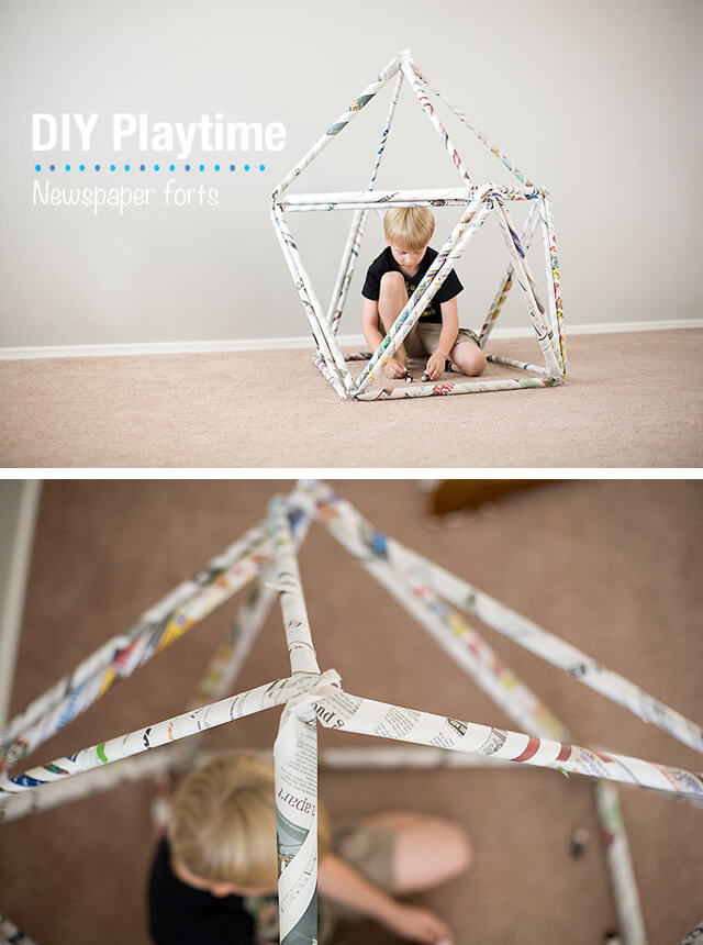 newspaper forts diy indoor play forts for kids